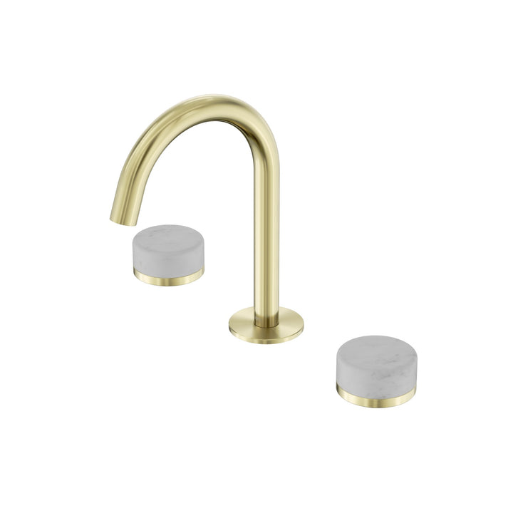 Nero Serenity Basin Set Arc Spout - Carrara Handle Brushed Gold