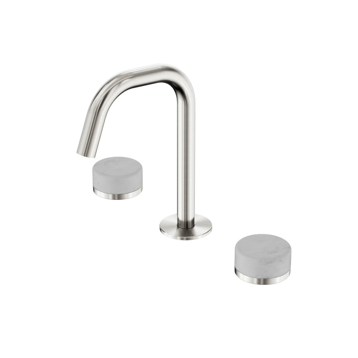 Nero Serenity Edge Spout Basin Set - Carrara Handle Brushed Nickel
