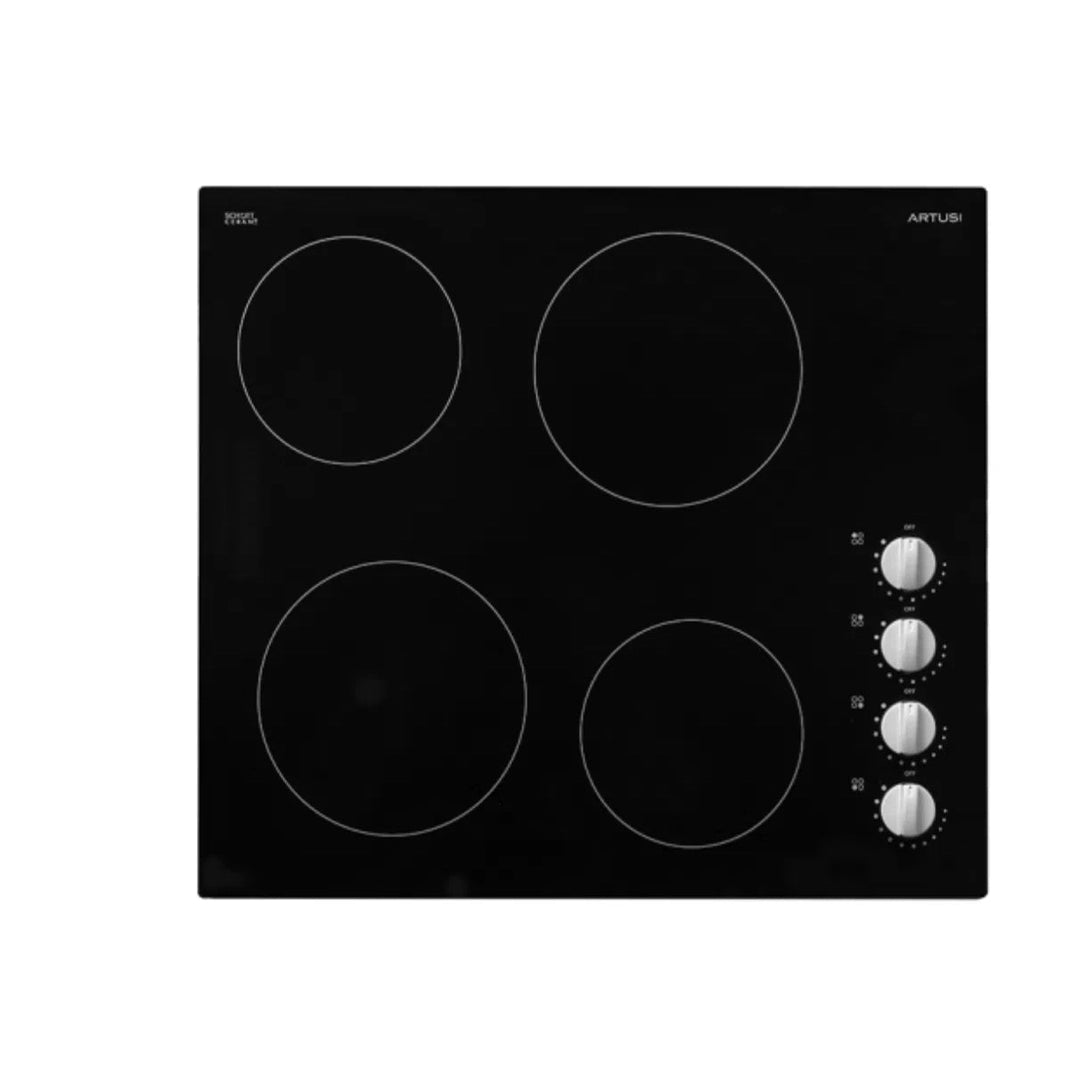 Artusi 60cm Ceramic Cooktop & Knob Control Black Ceramic Glass