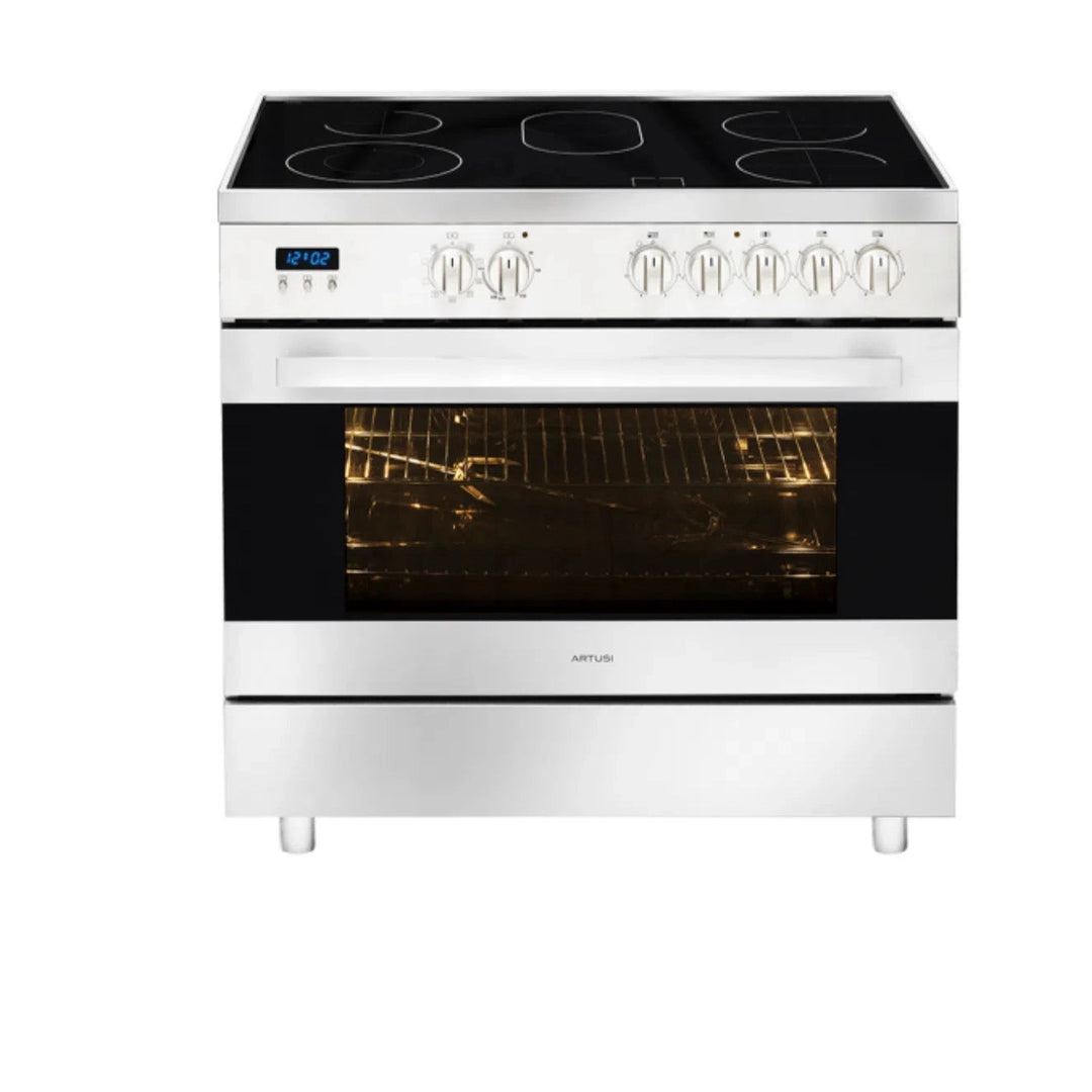 Artusi 90cm Freestanding Cooker & Ceramic Hob Stainless Steel