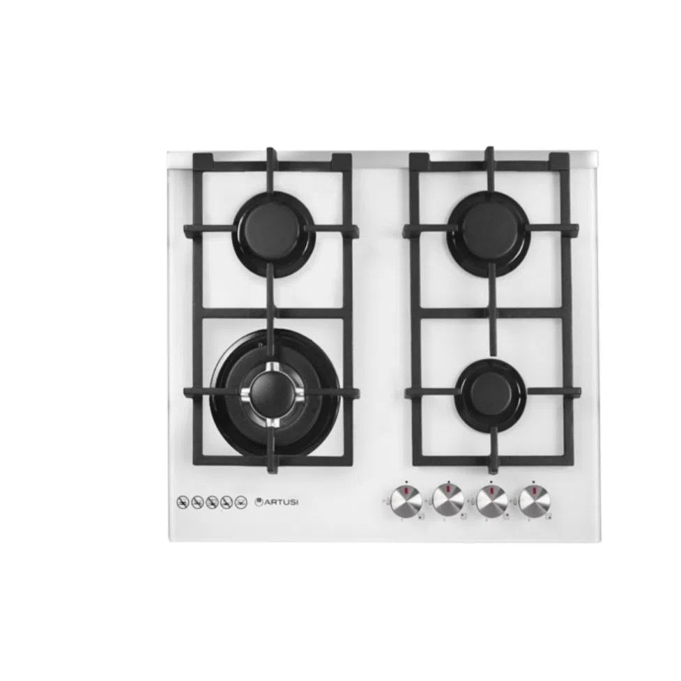 Artusi 60cm Gas Cooktop White Glass