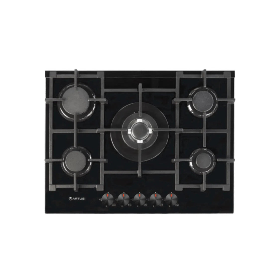 Artusi 70cm Gas Cooktop Black Schott Glass