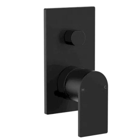 Clark Round Square Wall Mixer With Diverter Matte Black