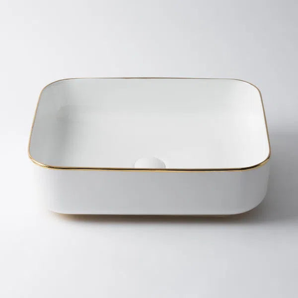 Eight Quarters Kensington Small Rectangle Basin - Gold Rim