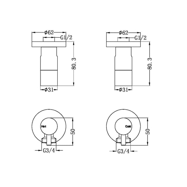 Nero Washing Machine Taps Brushed Nickel