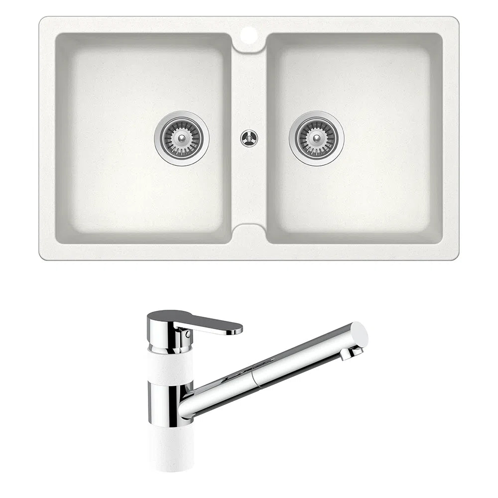 Schock Typos Double Bowl + 400710A Pull Out Kitchen Mixer