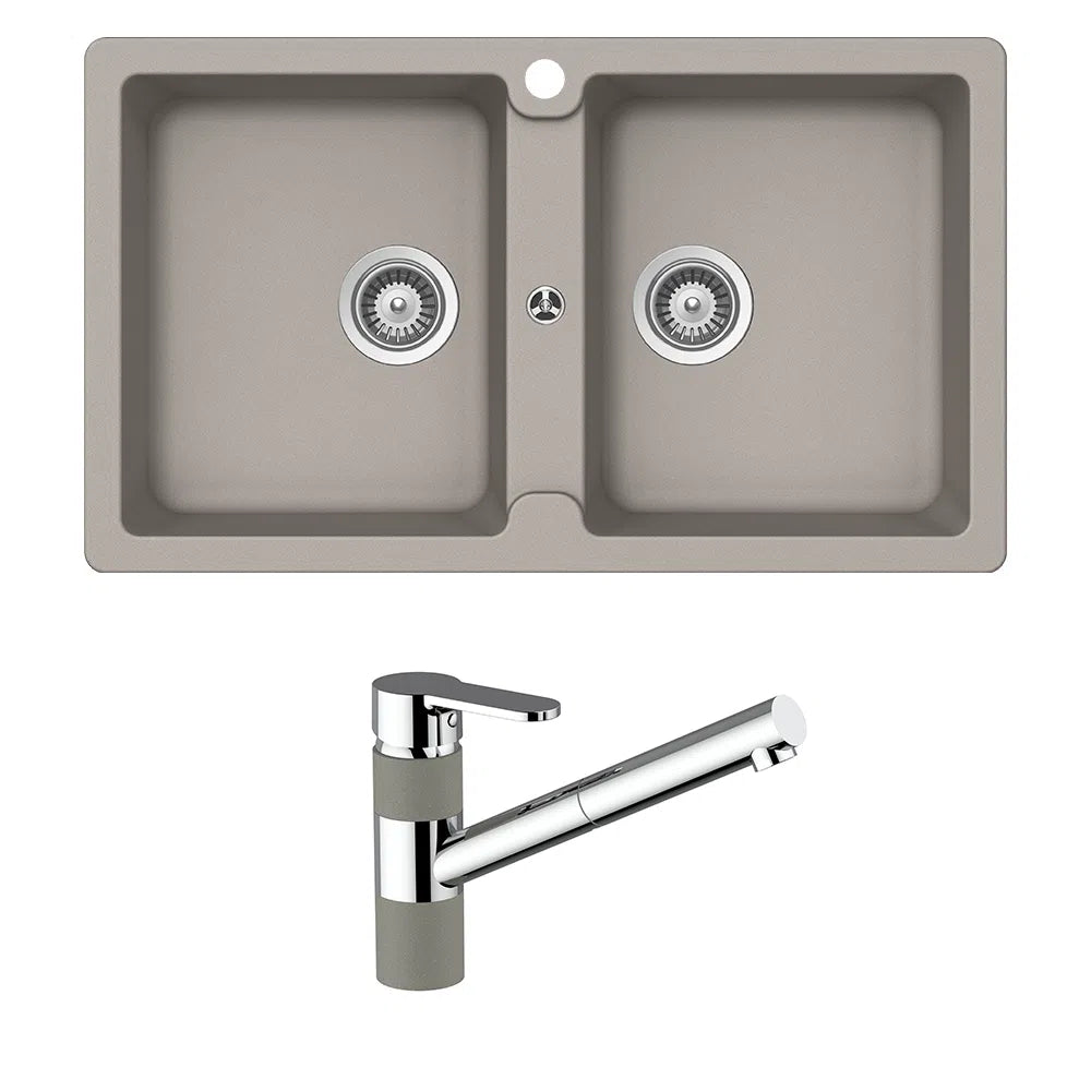 Schock Typos Double Bowl + 400710C Pull Out Kitchen Mixer