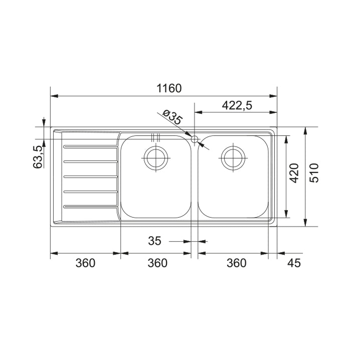 Franke Neptune Double Bowl Sink - Design 10