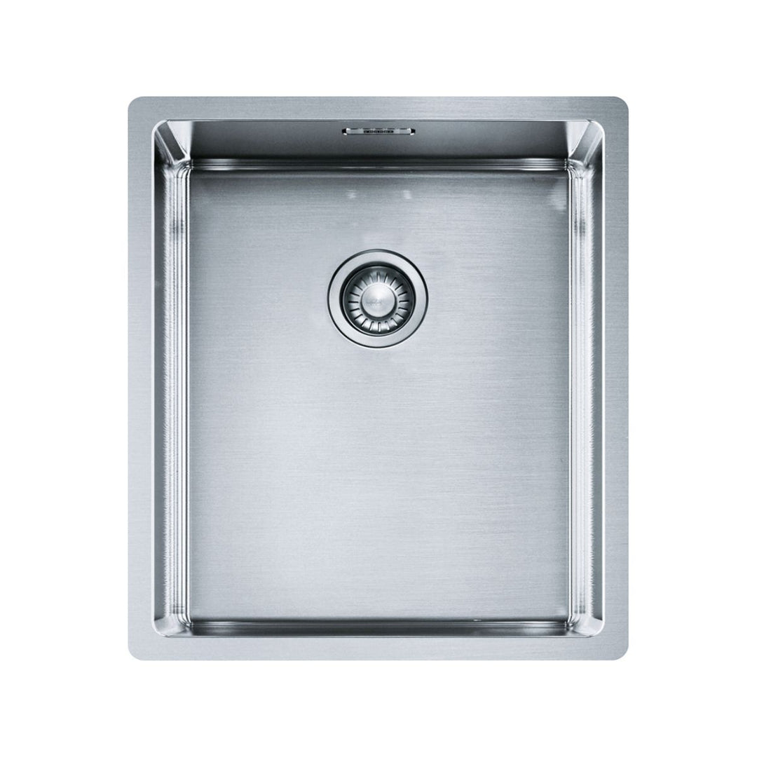 Franke Bolero 29L single bowl kitchen sink with NTH 400 x 450mm dimensions, stainless steel finish and modern design.
