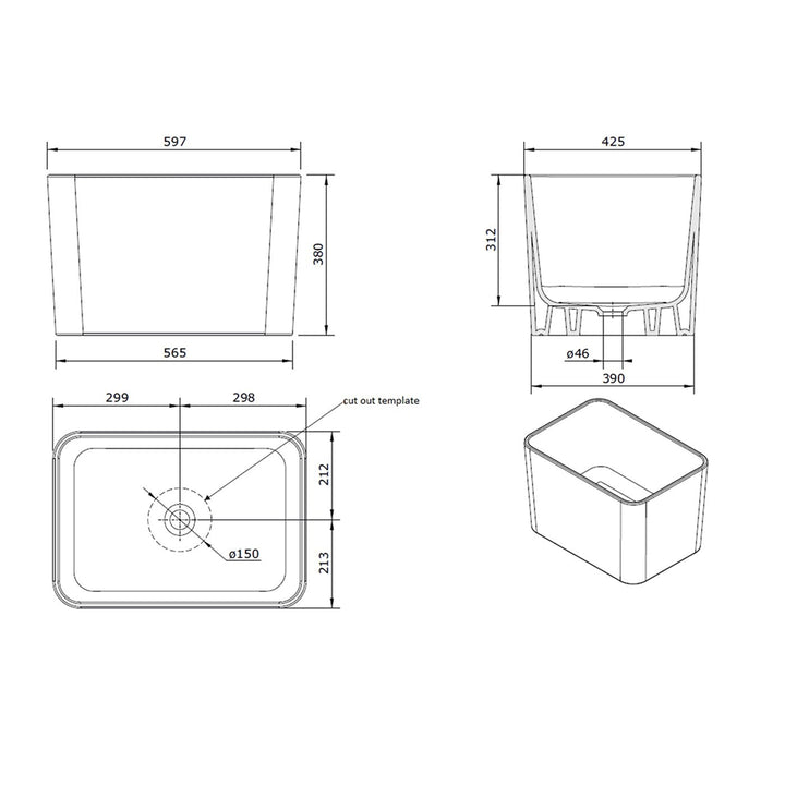 Turner Hastings Tribo 60x42 Fireclay Butler Sink - Design 10