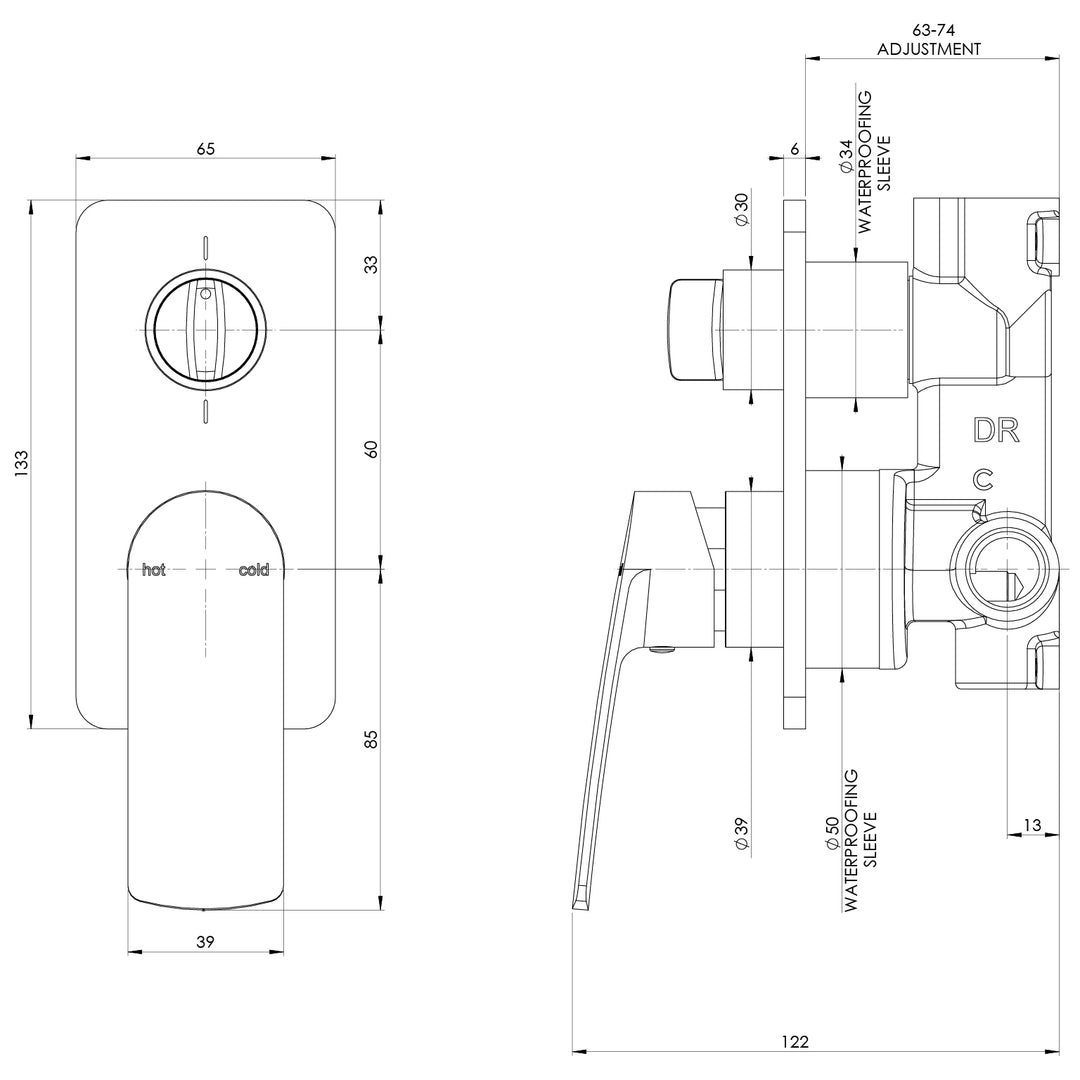 Phoenix Mekko SwitchMix Shower / Bath Diverter Mixer (Complete Kit) - Design 10