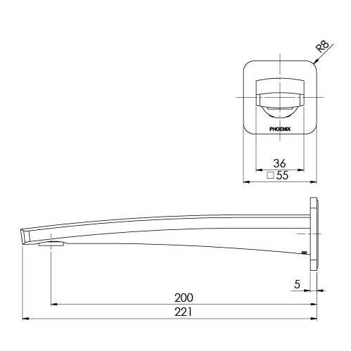 Phoenix Mekko Wall Basin Outlet 200mm – Lead Free - Design 10