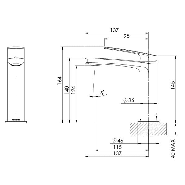 Phoenix Mekko Basin Mixer – Lead Free - Design 10