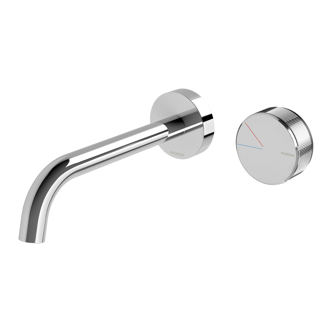 Phoenix Axia Wall Basin/Bath Curved Outlet Mixer Set 180mm - Design 10