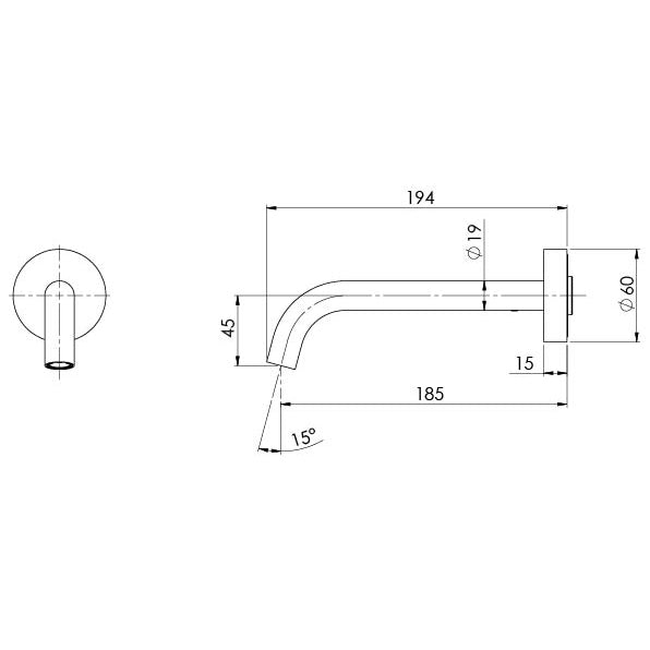 Phoenix Vivid Slimline Plus Wall Basin / Bath Outlet 180mm – Lead Free - Design 10