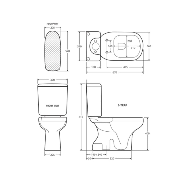 Fienza Rak Liwa S Trap Toilet Suite