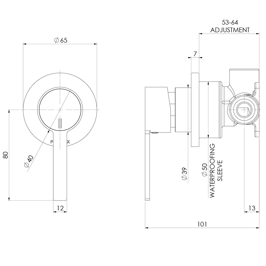 Phoenix Lexi MKII SwitchMix Shower / Wall Mixer (Complete Kit) - Design 10