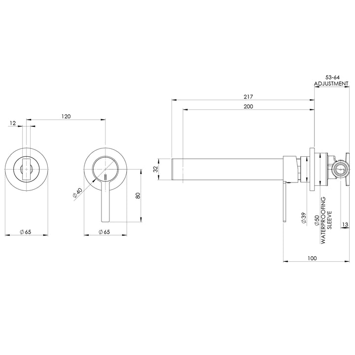 Phoenix Lexi MKII SwitchMix Wall Basin Mixer Set 200mm (Complete Kit) - Design 10