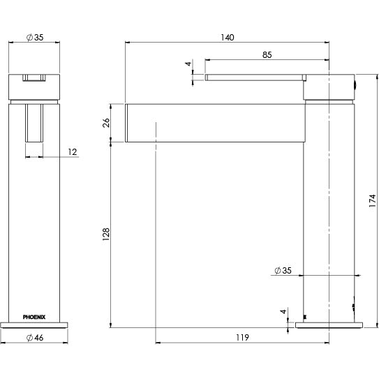Phoenix Lexi MKII Basin Mixer - Design 10