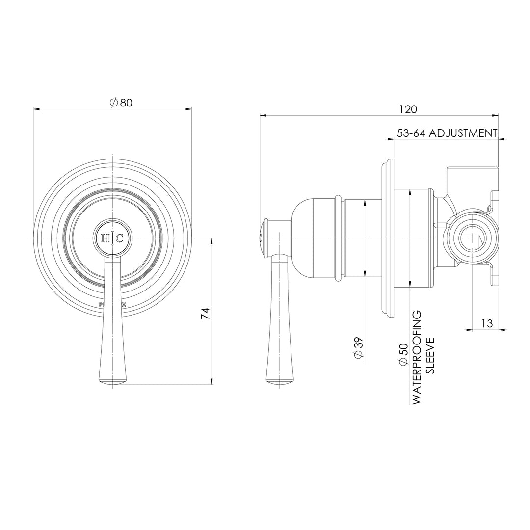 Phoenix Cromford SwitchMix Shower / Wall Mixer (Complete Kit) – Lead Free - Design 10