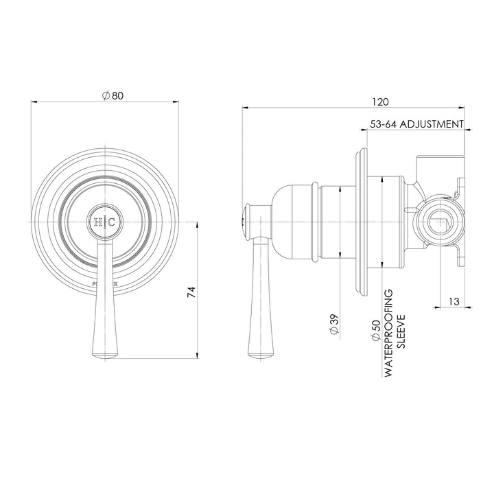 Phoenix Cromford SwitchMix Shower / Wall Mixer (Complete Kit) – Lead Free - Design 10