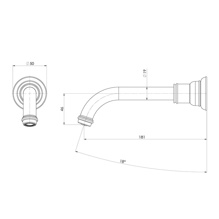 Phoenix Cromford Wall Basin / Bath Outlet 180mm – Lead Free - Design 10
