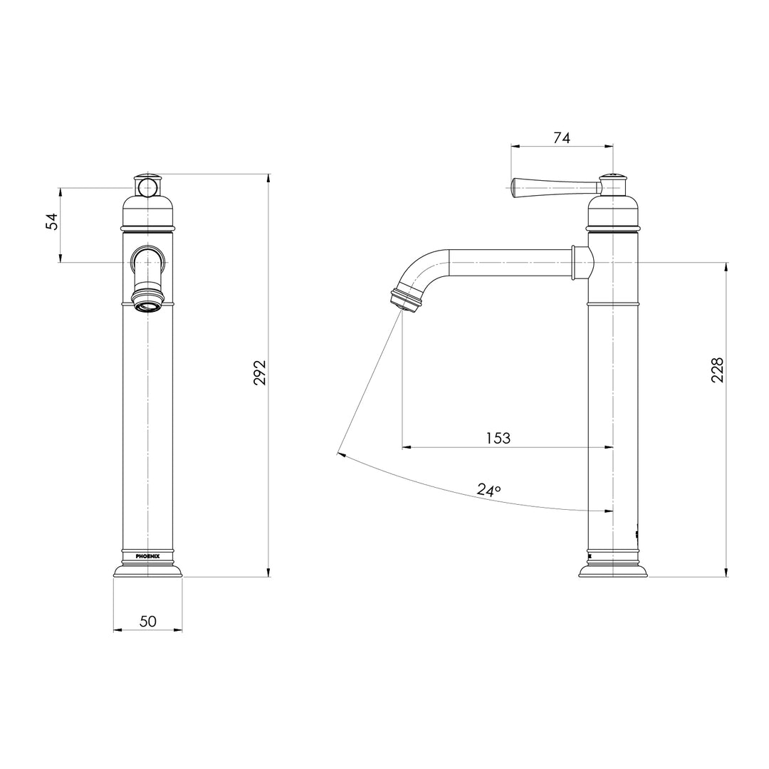 Phoenix Cromford Vessel Mixer – Lead Free - Design 10