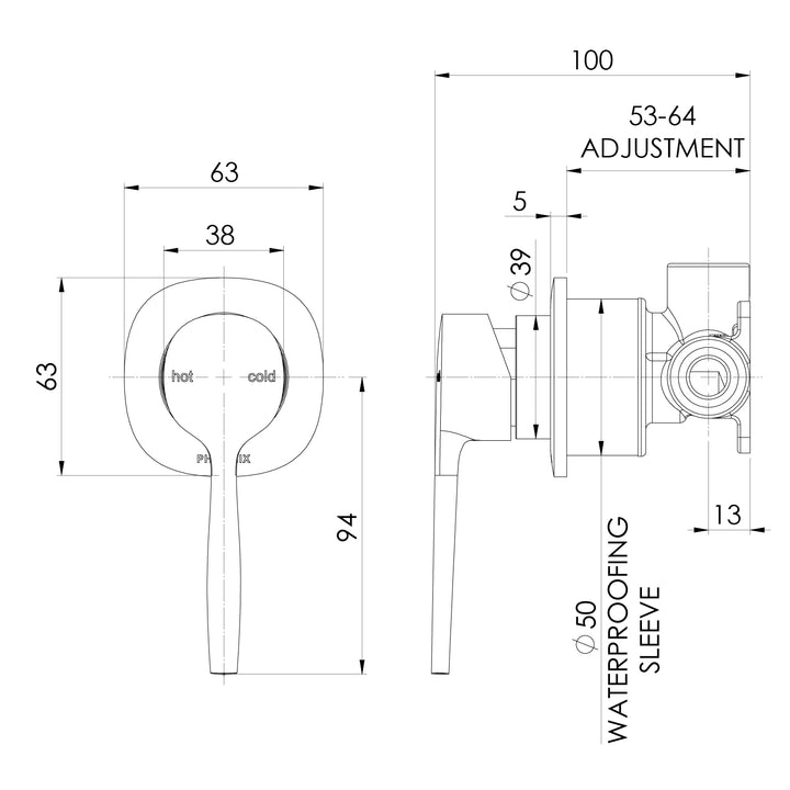 Phoenix Vask SwitchMix Shower Wall Mixer (Complete Kit) – Lead Free - Design 10