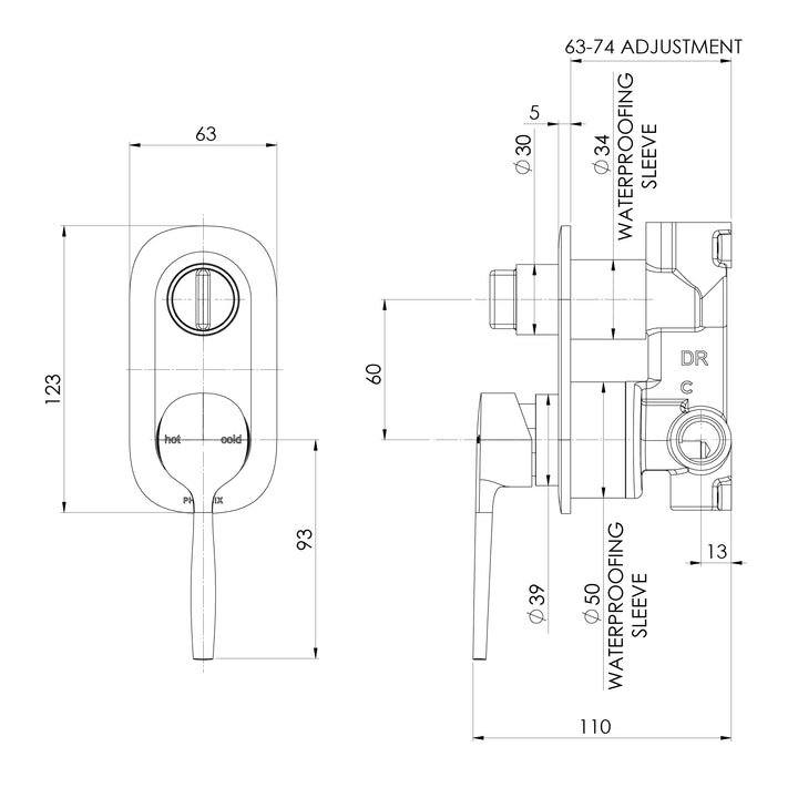 Phoenix Vask SwitchMix Shower Bath Diverter Mixer (Fit-Off Kit Only) – Lead Free - Design 10