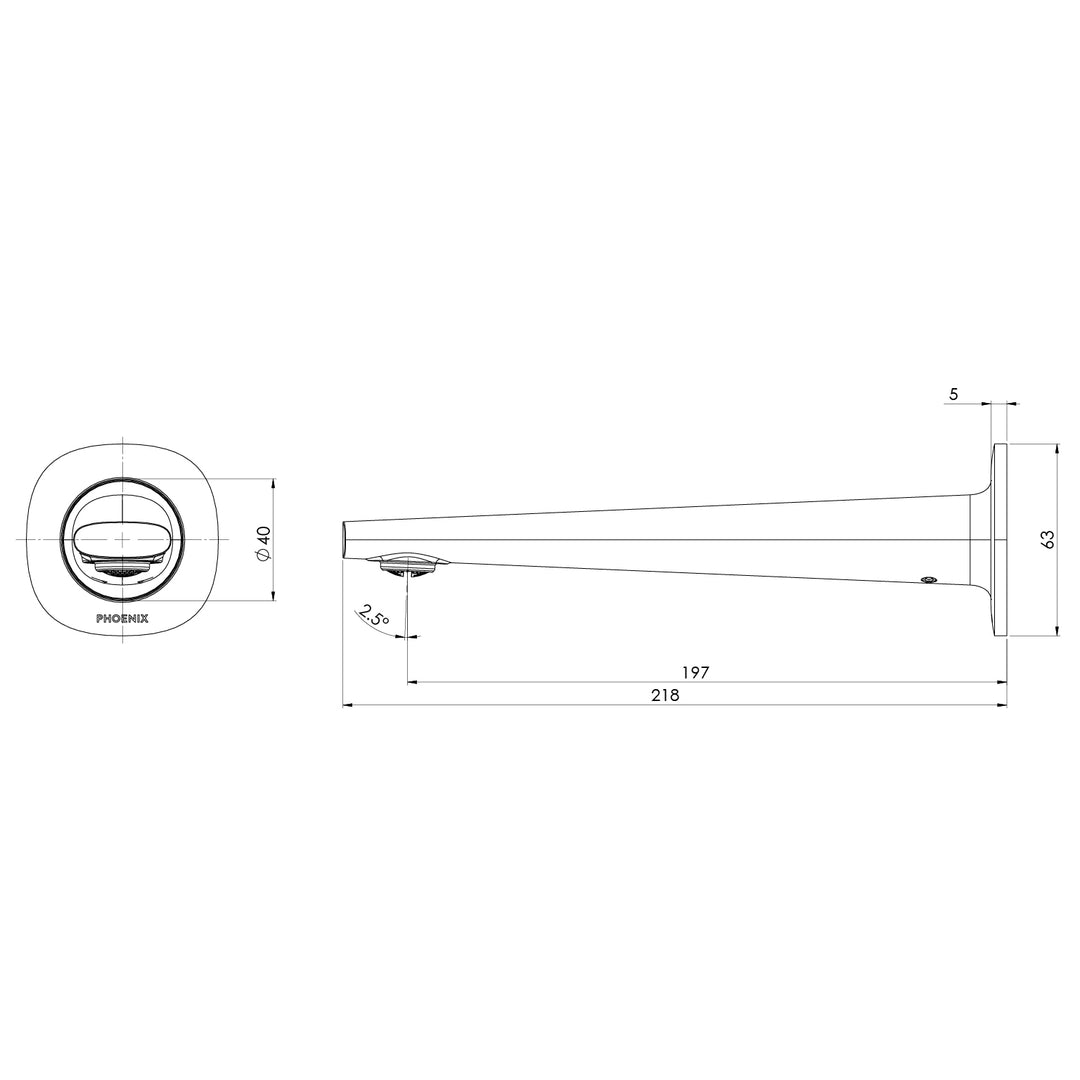 Phoenix Vask Wall Basin / Bath Outlet 200mm – Lead Free - Design 10