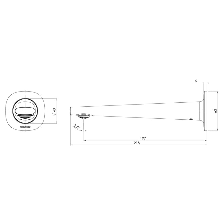 Phoenix Vask Wall Basin / Bath Outlet 200mm – Lead Free - Design 10