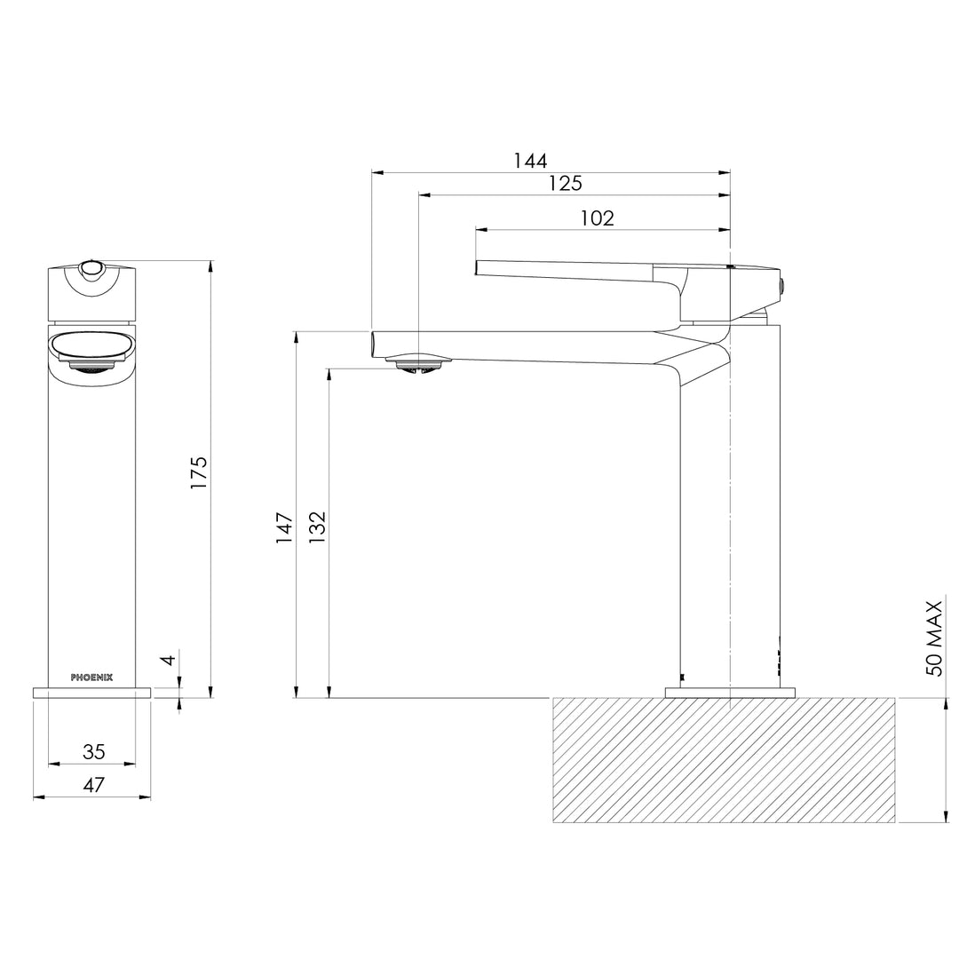 Phoenix Vask Basin Mixer – Lead Free - Design 10