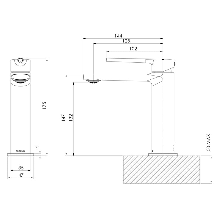 Phoenix Vask Basin Mixer – Lead Free - Design 10