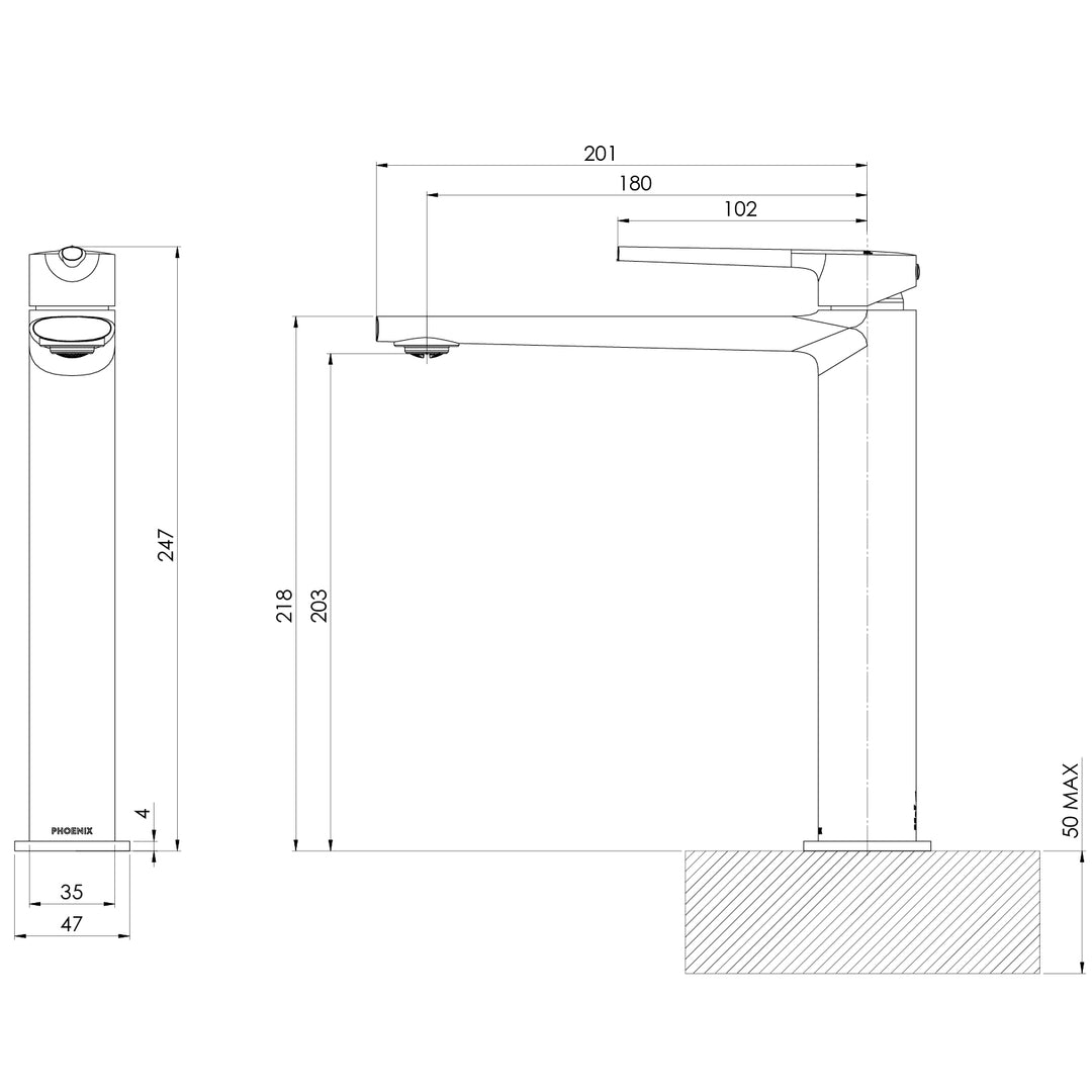 Phoenix Vask Vessel Mixer – Lead Free - Design 10