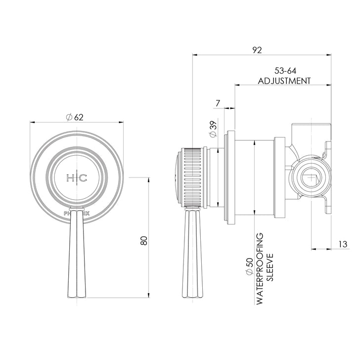 Phoenix Wiltern SwitchMix Shower / Wall Mixer (Fit-Off Kit) - Design 10