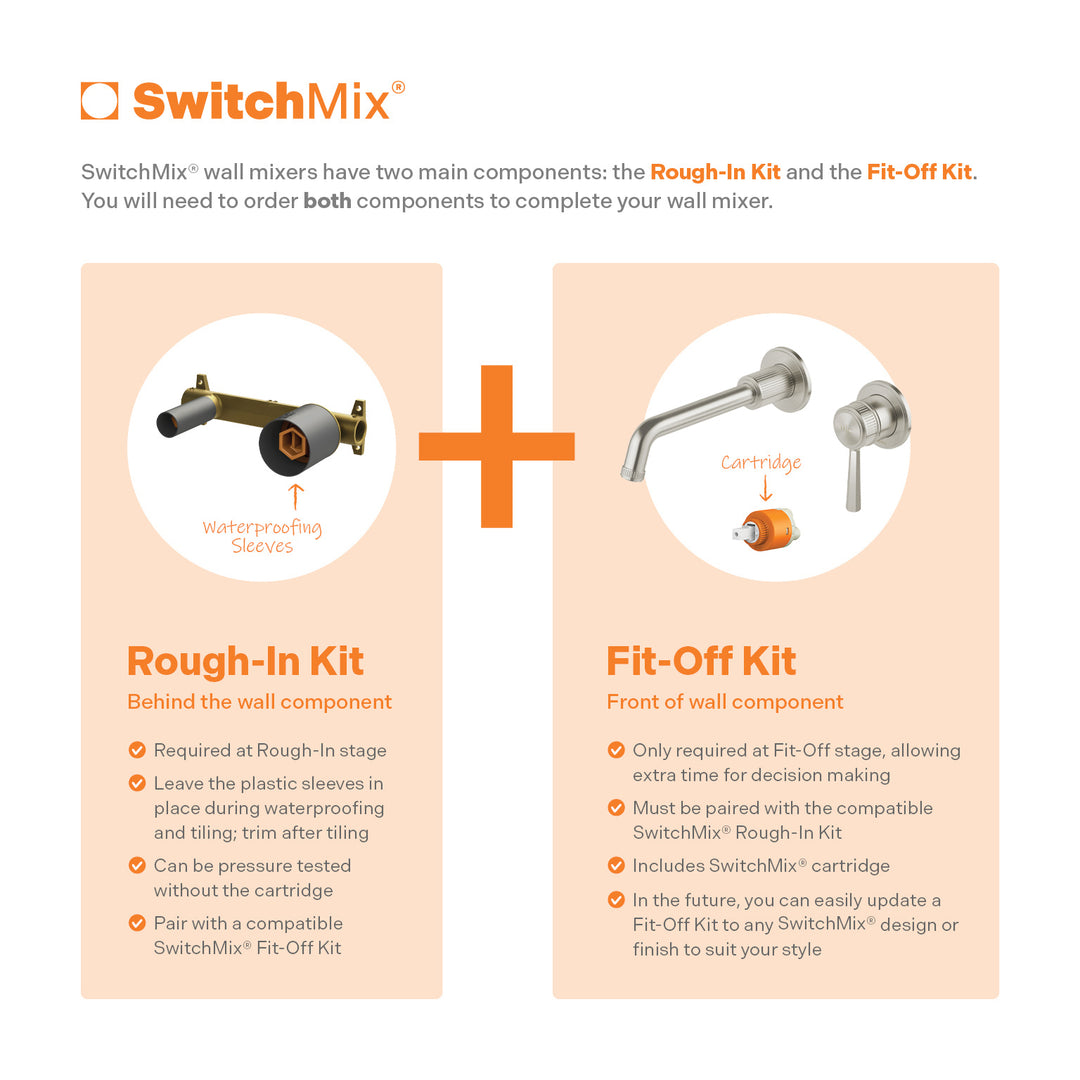 Phoenix Wiltern SwitchMix Wall Basin / Bath Mixer Set (Fit-Off Kit) - Design 10