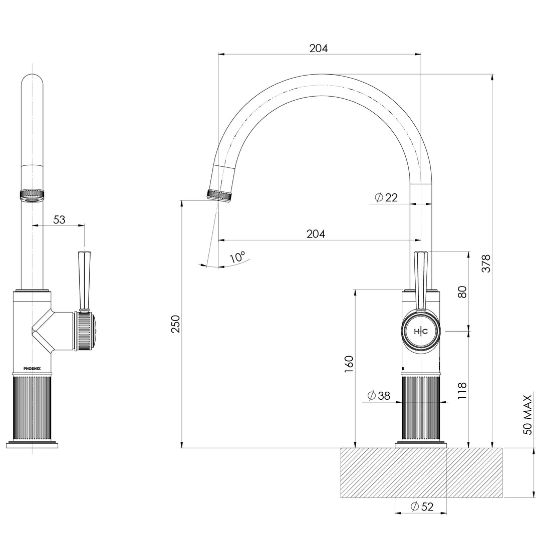Phoenix Wiltern Sink Mixer - Design 10