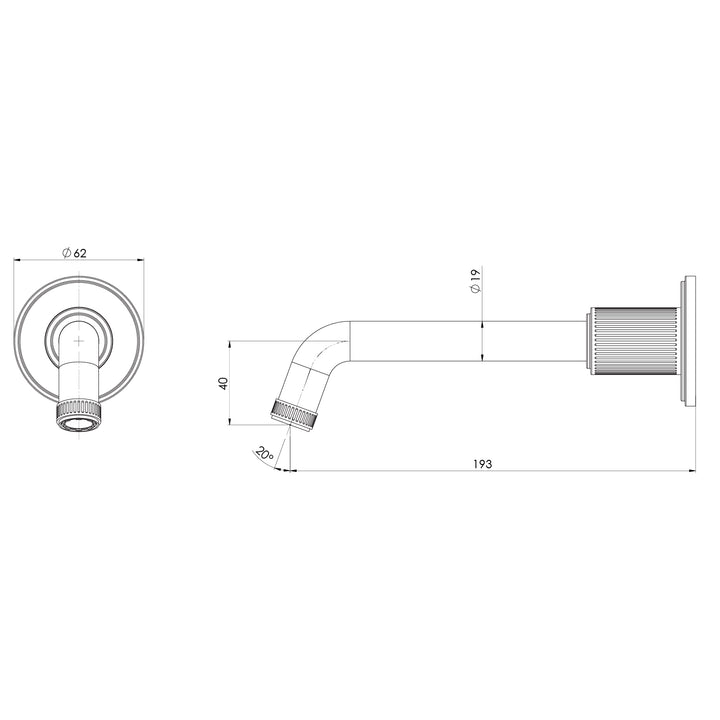 Phoenix Wiltern 190mm Wall Basin / Bath Outlet Spout - Design 10