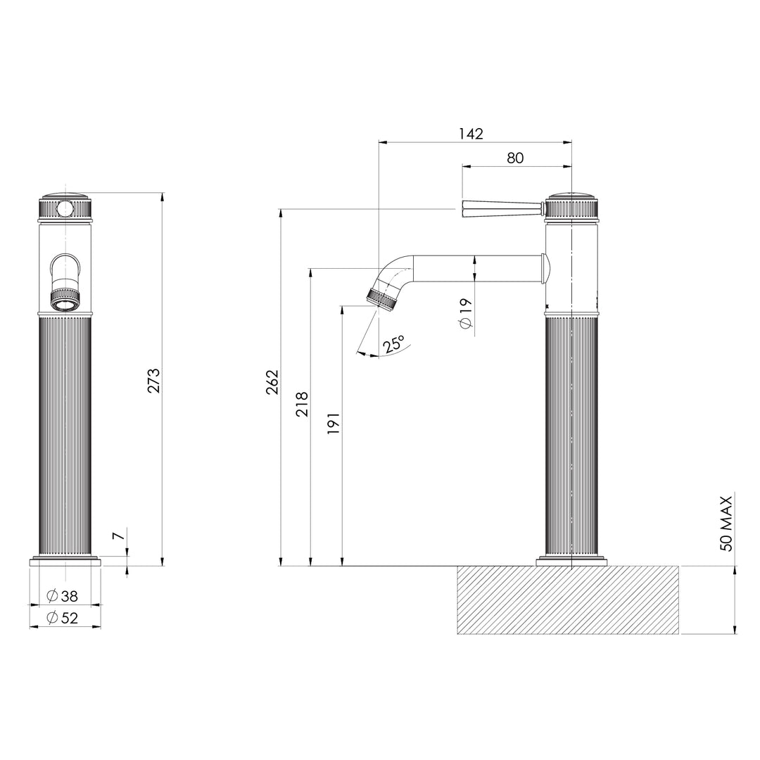 Phoenix Wiltern Vessel Tall Basin Mixer - Design 10