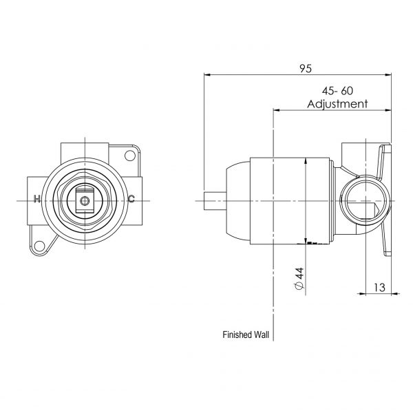 Phoenix Builders Shower / Wall Mixer Body Only – Lead Free - Design 10