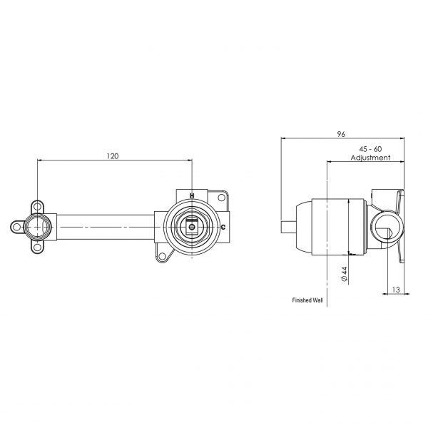 Phoenix Builders Wall Mixer Set Breech Only – Lead Free - Design 10