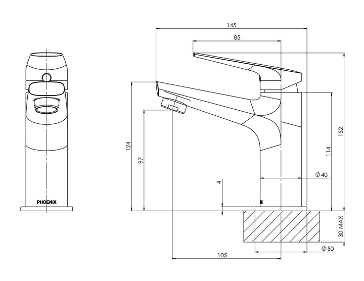 Phoenix Arlo Basin Mixer – 6 Star – Lead Free - Design 10