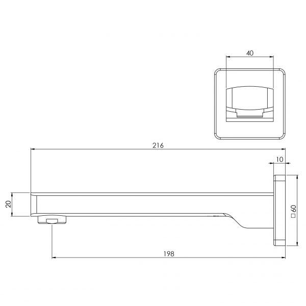 Phoenix Teva Wall Bath Outlet 200mm - Design 10