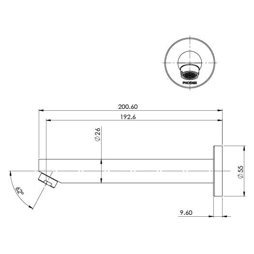 Phoenix Pina Wall Bath Outlet 180mm - Design 10