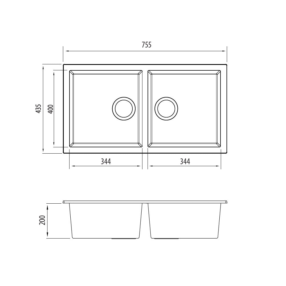 Oliveri Santorini Piccolo Double Bowl Sink