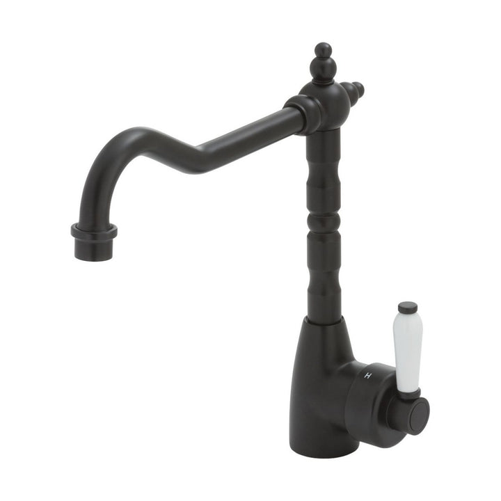 Fienza Eleanor Shepherds Crook White Handle Kitchen Sink Mixer