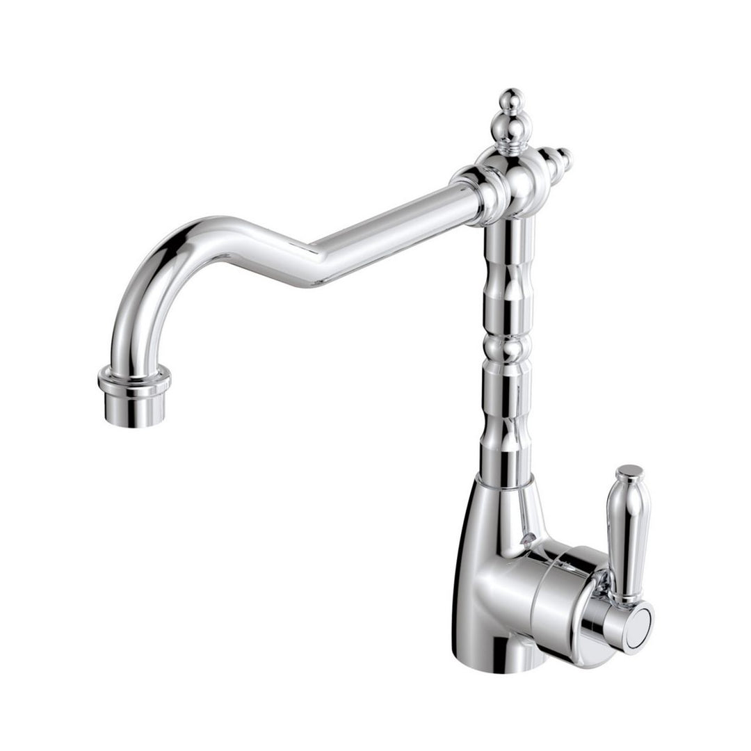 Fienza Eleanor Shepherds Crook Chrome Handle Kitchen Sink Mixer