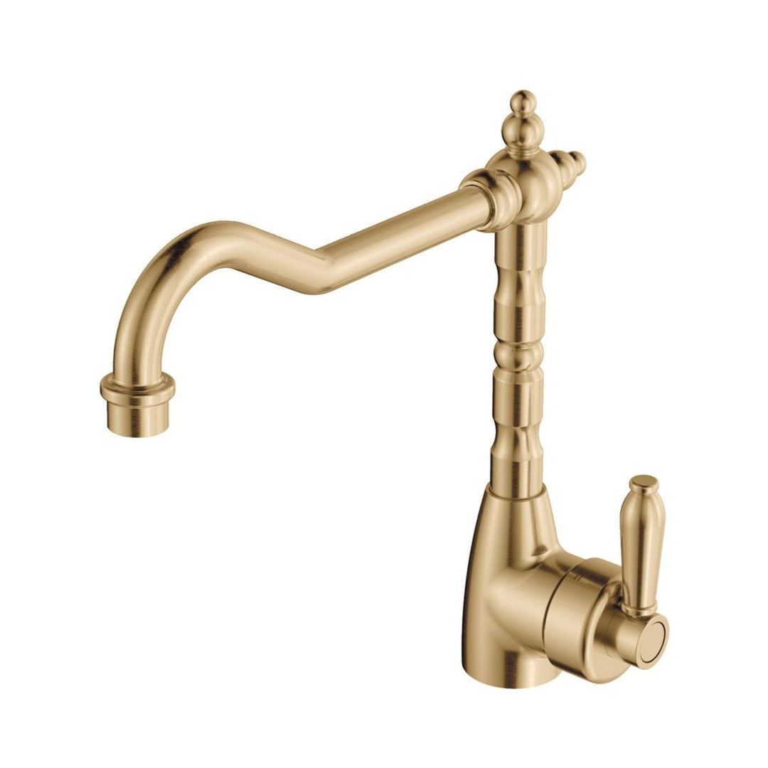 Fienza Eleanor Shepherds Crook Chrome Handle Kitchen Sink Mixer