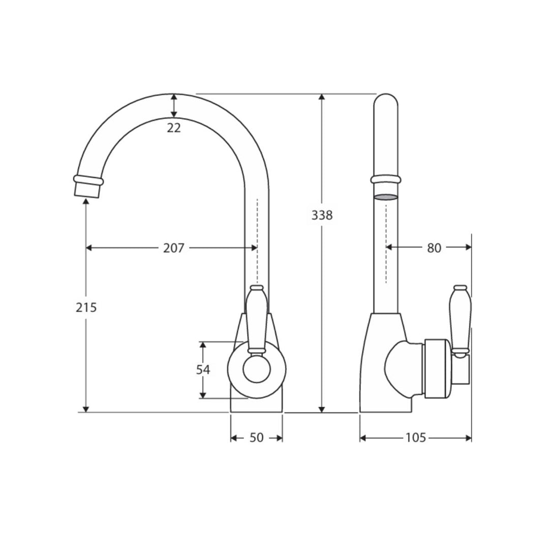 Fienza Eleanor Gooseneck White Handle Kitchen Sink Mixer