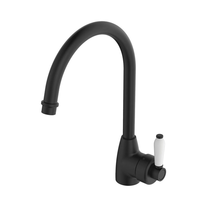Fienza Eleanor Gooseneck White Handle Kitchen Sink Mixer